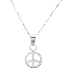 New Sterling Silver Peace Sign on Chain Necklace